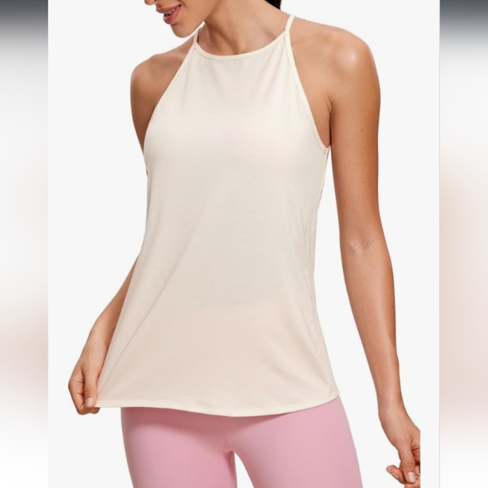 CRZ YOGA Halter High‎ Neck Workout Tops for Women Flowy Cami Sleeveless Tank S - Picture 2 of 6